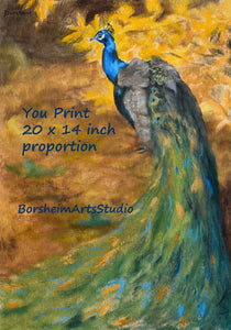 Digital Download Peacock Painting Fine Art YOU PRINT