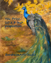 Cargar imagen en el visor de la galería, Digital Download Peacock Painting Fine Art YOU PRINT
