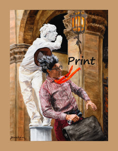 PRINT Street Performers Men Florence Italy Mimes Buskers in Firenze