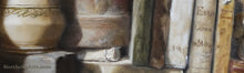 Laden Sie das Bild in den Galerie-Viewer, Detail of painting texture Queen of the Shelf Books Realism Original Still Life Oil Painting
