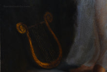Cargar imagen en el visor de la galería, Detail Harp Gift of Gods to Pandora Curiosity of Pandora - Painting of God Hermes and the Box Greek Mythology
