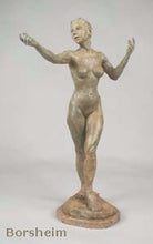 Cargar imagen en el visor de la galería, Tan Patina - Little Mermaid Bronze Statue of Nude Woman Standing Dancing Arm Outstretched
