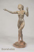 Laden Sie das Bild in den Galerie-Viewer, Tan Patina - Little Mermaid Bronze Statue of Nude Woman Standing Dancing Arm Outstretched

