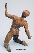 Carica l&#39;immagine nel visualizzatore di Gallery, Torsione Nude Male Dancer Twists Torso On His Knees Movement Bronze Statue
