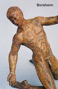 Torsione Nude Male Dancer Twists Torso On His Knees Movement Bronze Statue