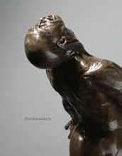 Load image into Gallery viewer, Against the Dying of the Light - Rage Rage bronze sculpture detail of black man&#39;s head as he leans back fighting something large of himself.
