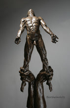 Laden Sie das Bild in den Galerie-Viewer, Front view of Against the Dying of the Light - Rage Rage bronze sculpture
