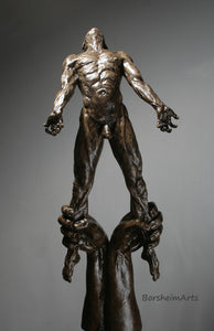 Front view of Against the Dying of the Light - Rage Rage bronze sculpture