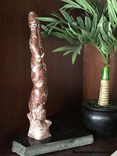 Cargar imagen en el visor de la galería, Diver Stone Carving Sports Art Marble Verticle Male Figure Sculpture Black Granite Base Rojo Balboa Spain marble
