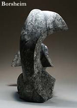 將圖片載入圖庫檢視器 Triangles and Curves Encounter Manta Ray Sculpture Black and White Stone Astra Star Marble Abstract Ocean Life Sculpture

