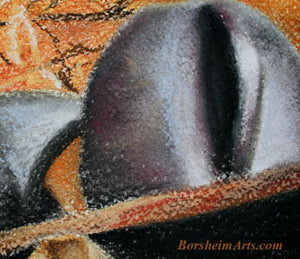 Detail ceramic pot Fiesole Still Life Painting Tuscan Hearth Art Pastel Painting