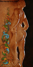 Laden Sie das Bild in den Galerie-Viewer, Florentia Painting of Woman Sculpture Florentine Calligraphy Sidelit shown without frame
