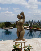 Load image into Gallery viewer, Fantastic pool decor is this Gemini Bronze Garden Sculpture Voluptuous Abstract Figure Statue with Two Faces, Lakeway, Texas
