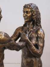Laden Sie das Bild in den Galerie-Viewer, Detail Woman&#39;s Face and upper body I am You Standing Couple Bronze Instant Connection
