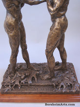 Load image into Gallery viewer, Oak Leaves and Acorns at the Couple&#39;s Feet in this romantic bronze sculpture people are a part of Nature
