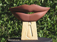 Lip Service Big Mouth Tie Business Pun Mixed Stone Sculpture Service with a Smile