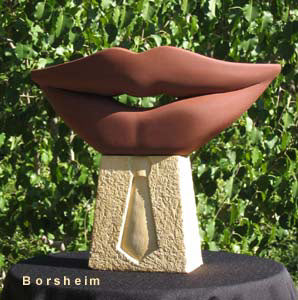 Lip Service Big Mouth Tie Business Pun Mixed Stone Sculpture Service with a Smile