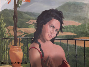 A woman gives the viewer an inviting look to join in the fun in this mural in Tuscany.