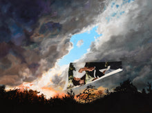 Cargar imagen en el visor de la galería, New Year&#39;s Eve 75 x 100 cm (30 x 40 inches) Oil on Canvas, including metallic paint in the sunset
