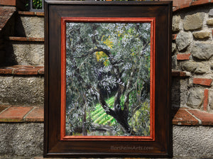 Olivo nel Campo Olive Tree with Farmer's Field of Greens Acrylic Painting Nature, Frame not included