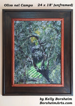 Load image into Gallery viewer, Olivo nel Campo Olive Tree with Farmer&#39;s Field of Greens  Acrylic Painting Nature
