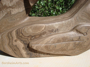 Artist Signature Pelican Lips Marble Sculpture like Petrified Wood
