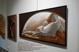 Solo art exhibit at Bottega d'Arte Salvadori Pescia in Tuscany, Italy Nude Man with Full Moon oil Painting