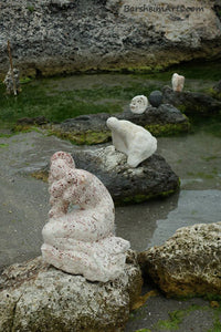 My Mermaid with some small pieces another stone carver created Sirena Mermaid Art Symposium Rusalka Kavarna Bulgaria 2014