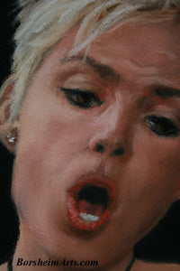 Detail of Face of Woman Singing or Lamenting Reluctant Temptress Pastel Portrait of Opera Singer as Eve