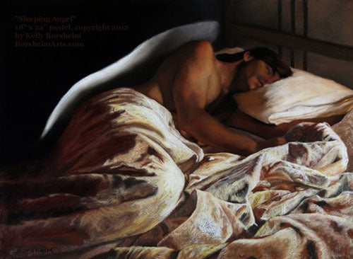 Sleeping Angel Pastel Figure Painting of Man