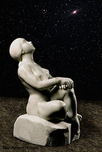 Load image into Gallery viewer, Stargazer Garden Marble Sculpture of seated Woman resting hands on a knee while leaning back to look up to the skies and stars.
