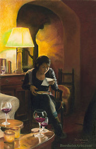The Letter Woman Reading Letter Pastel Figure Painting Reading a Letter during a party