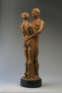 Together and Alone Bronze Sculpture of Man Woman Couple