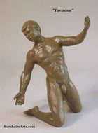 Torsione Nude Male Dancer Twists Torso On His Knees Movement Bronze Statue