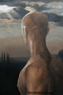 Towards Siena Male Nude Figure Tuscan Landscape and Sky