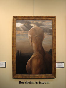 Framed Towards Siena Male Nude Figure Tuscan Landscape and Sky