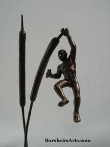 another view of figure bronze statuette by Texas-based artist Borsheim