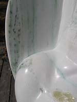 Load image into Gallery viewer, Detail Green veins in White Yule Marble Yin Yang Erotic Sculpture detail
