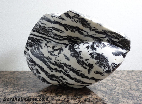 Pouty Lips Zebra Lips Black and White Marble Sculpture