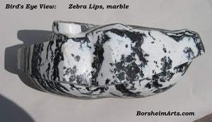 Bird's Eye View Zebra Lips Black and White Marble Sculpture
