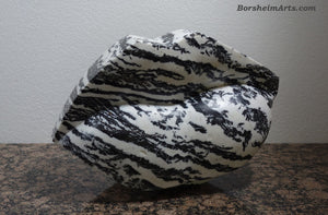 Luscious Lips Zebra Lips Black and White Marble Sculpture